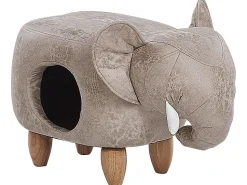 Hocker Lederoptik Mit Stauraum Hellgrau Jumbo