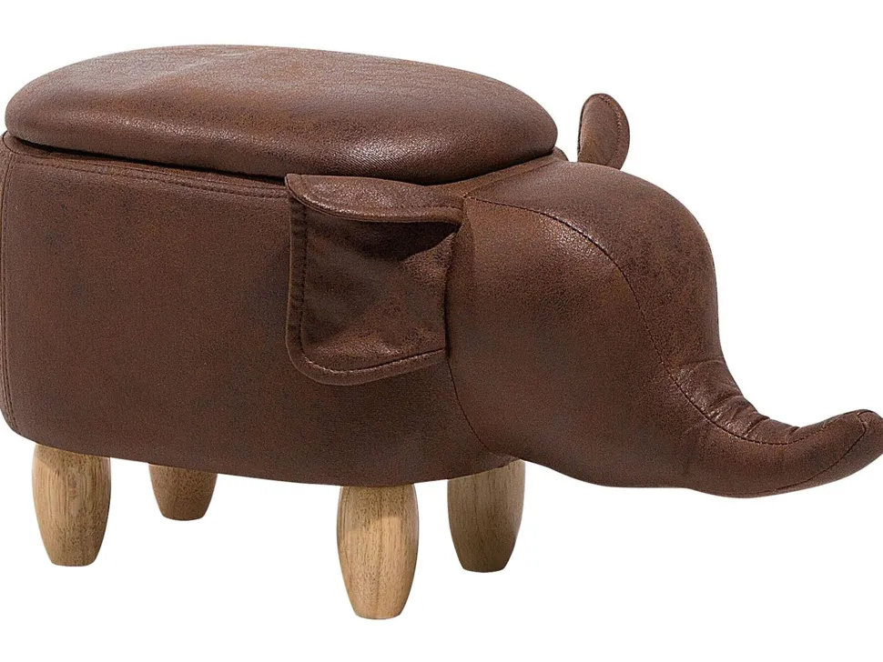 Hocker Lederoptik Mit Stauraum Dunkelbraun Elephant