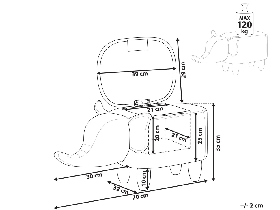 Hocker Lederoptik Mit Stauraum Dunkelbraun Elephant