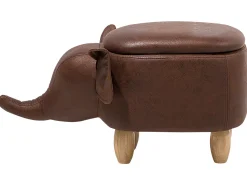 Hocker Lederoptik Mit Stauraum Dunkelbraun Elephant