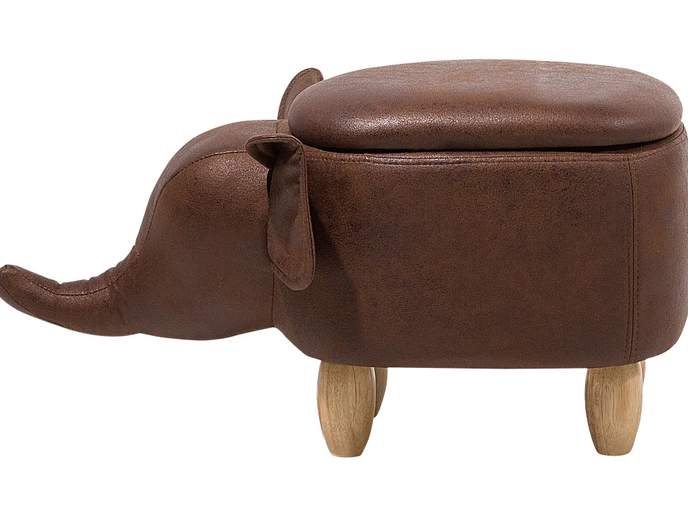 Hocker Lederoptik Mit Stauraum Dunkelbraun Elephant