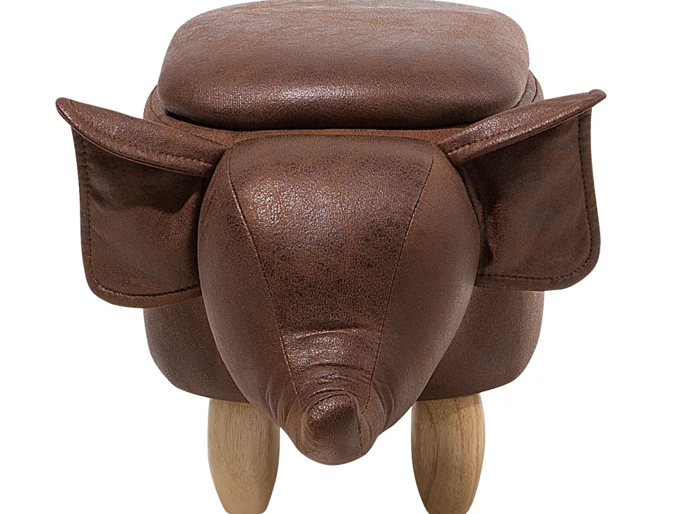 Hocker Lederoptik Mit Stauraum Dunkelbraun Elephant