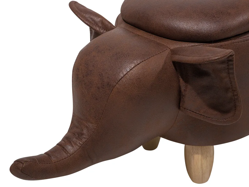 Hocker Lederoptik Mit Stauraum Dunkelbraun Elephant