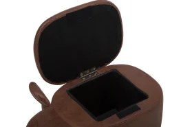 Hocker Lederoptik Mit Stauraum Dunkelbraun Elephant