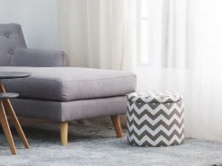 Hocker Mit Deckel Grau-Weis 35 Cm Tunica