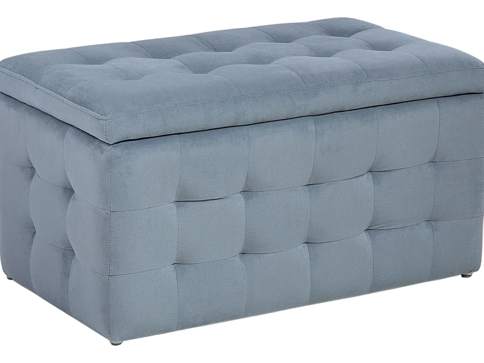 Hocker Mit Stauraum Samtstoff Grau Michigan