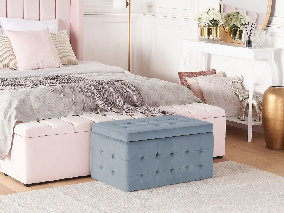 Hocker Mit Stauraum Samtstoff Grau Michigan