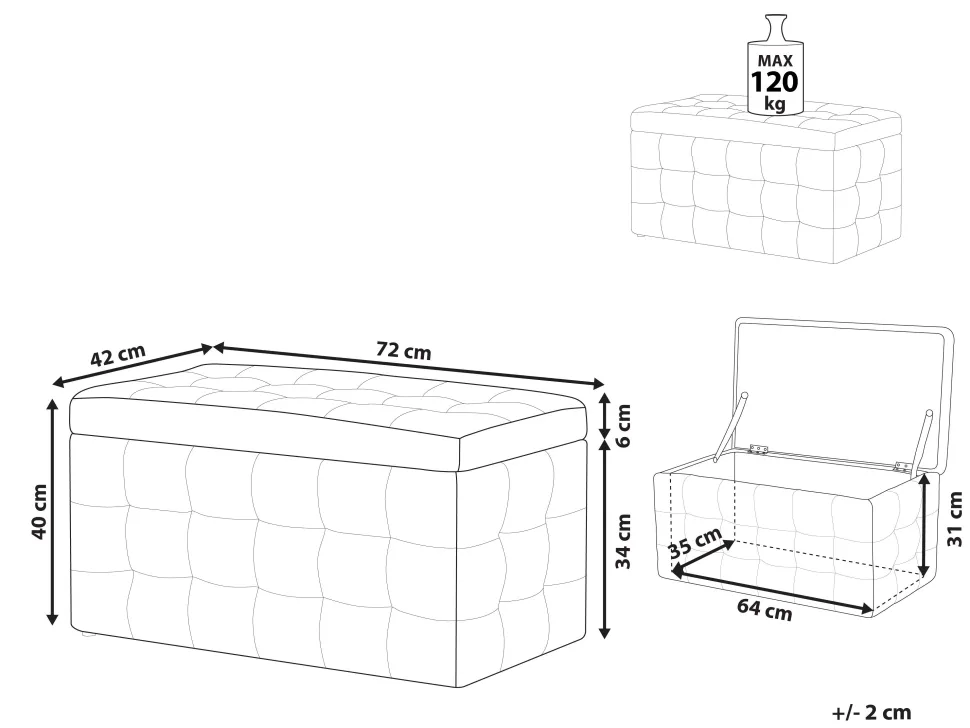 Hocker Mit Stauraum Samtstoff Grau Michigan
