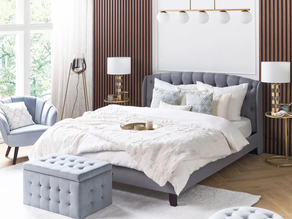 Hocker Mit Stauraum Samtstoff Grau Michigan