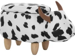 Hocker Polsterbezug Mit Stauraum Schwarz-Weis Cow