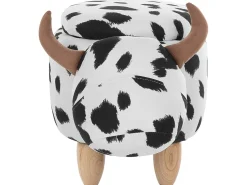 Hocker Polsterbezug Mit Stauraum Schwarz-Weis Cow