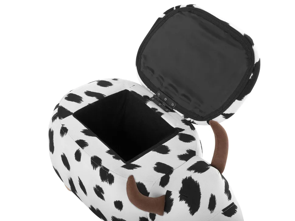 Hocker Polsterbezug Mit Stauraum Schwarz-Weis Cow