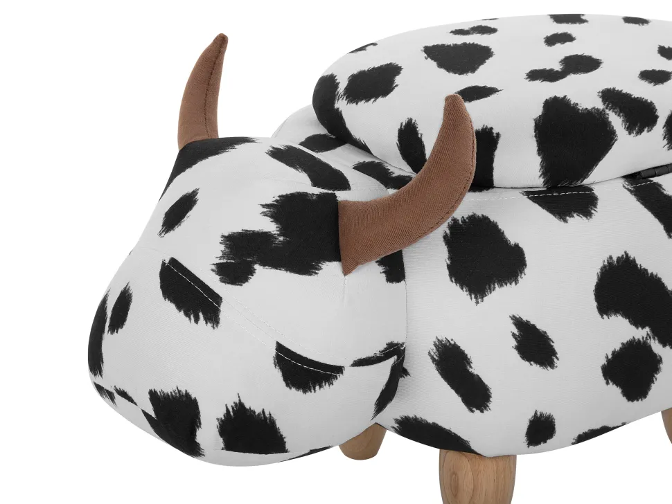 Hocker Polsterbezug Mit Stauraum Schwarz-Weis Cow