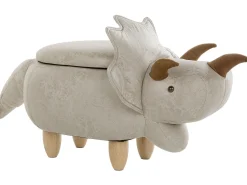 Hocker Polsterbezug Mit Stauraum Hellgrau Triceratops