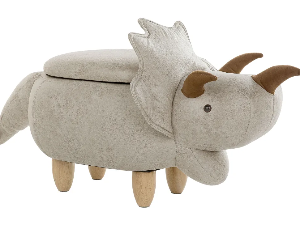 Hocker Polsterbezug Mit Stauraum Hellgrau Triceratops