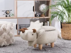 Hocker Polsterbezug Mit Stauraum Hellgrau Triceratops