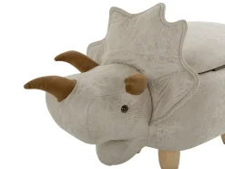 Hocker Polsterbezug Mit Stauraum Hellgrau Triceratops
