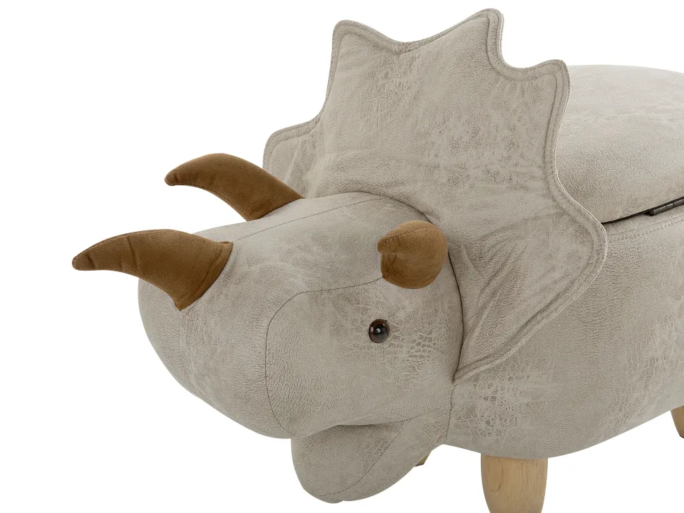 Hocker Polsterbezug Mit Stauraum Hellgrau Triceratops