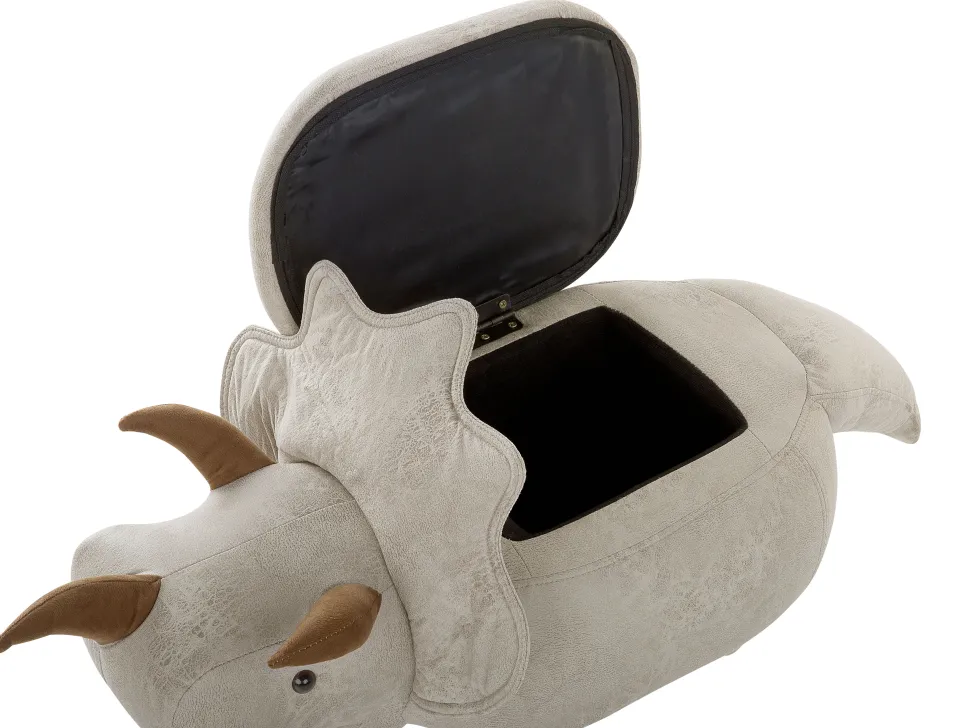 Hocker Polsterbezug Mit Stauraum Hellgrau Triceratops
