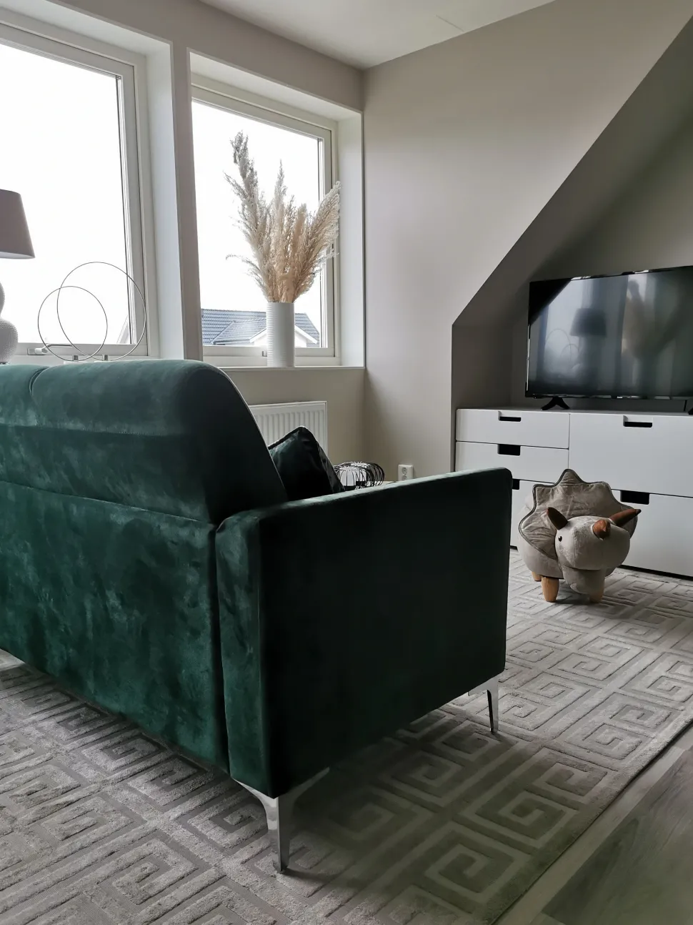 Hocker Polsterbezug Mit Stauraum Hellgrau Triceratops