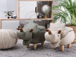 Hocker Polsterbezug Mit Stauraum Hellgrau Triceratops