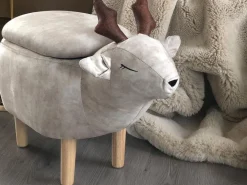 Hocker Polsterbezug Mit Stauraum Beige Reindeer