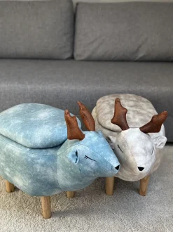 Hocker Polsterbezug Mit Stauraum Beige Reindeer