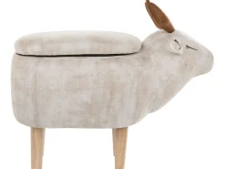 Hocker Polsterbezug Mit Stauraum Beige Reindeer