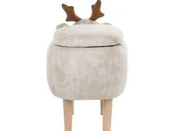 Hocker Polsterbezug Mit Stauraum Beige Reindeer
