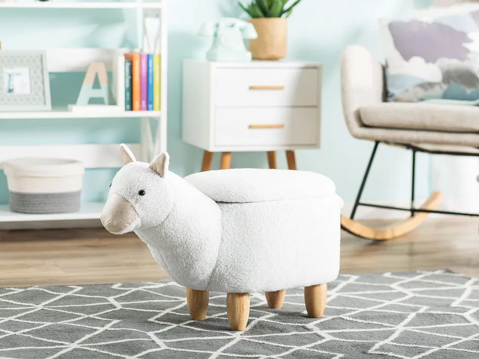 Hocker Polsterbezug Mit Stauraum Weis Alpaca
