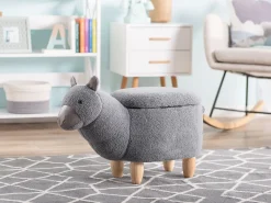 Hocker Polsterbezug Mit Stauraum Grau Alpaca