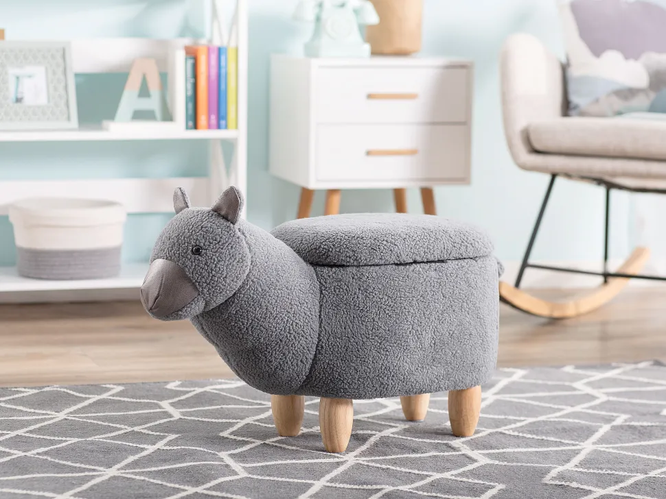 Hocker Polsterbezug Mit Stauraum Grau Alpaca