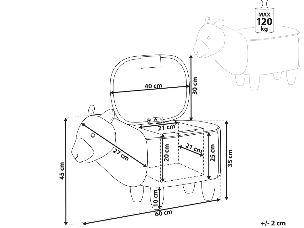 Hocker Polsterbezug Mit Stauraum Grau Alpaca