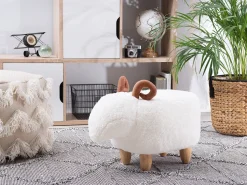 Hocker Polsterbezug Weis Lamb