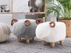 Hocker Polsterbezug Weis Lamb