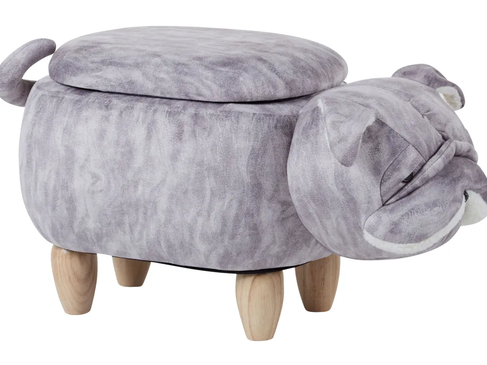 Hocker Samtstoff Mit Stauraum Grau Pug