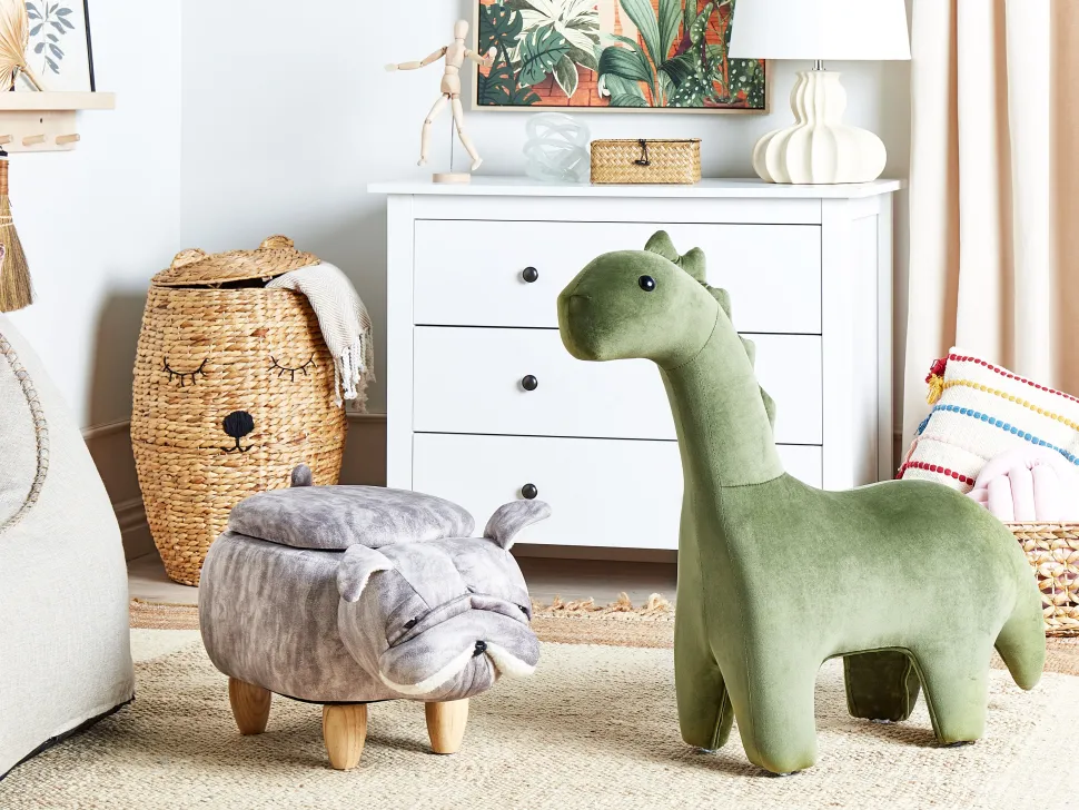 Hocker Samtstoff Mit Stauraum Grau Pug