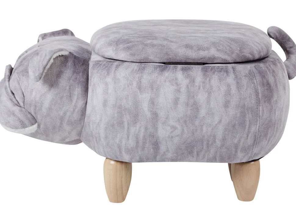 Hocker Samtstoff Mit Stauraum Grau Pug