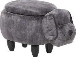 Hocker Samtstoff Mit Stauraum Dunkelgrau Doggy