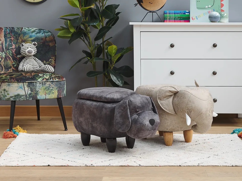 Hocker Samtstoff Mit Stauraum Dunkelgrau Doggy