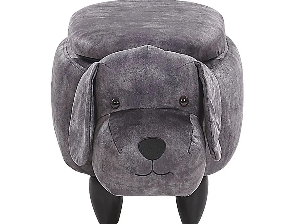 Hocker Samtstoff Mit Stauraum Dunkelgrau Doggy