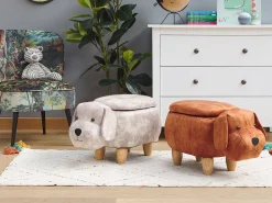 Hocker Samtstoff Mit Stauraum Beige Doggy