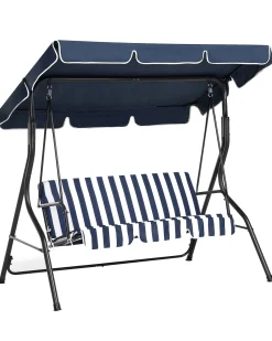Hollywoodschaukel Sonnendach Blau / Weis Chaplin