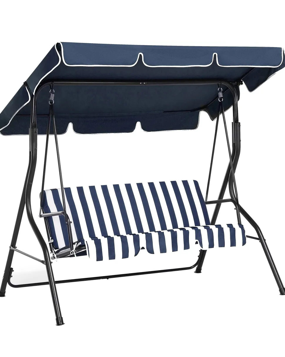 Hollywoodschaukel Sonnendach Blau / Weis Chaplin