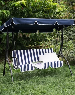 Hollywoodschaukel Sonnendach Blau / Weis Chaplin