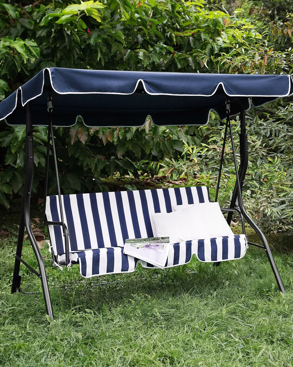 Hollywoodschaukel Sonnendach Blau / Weis Chaplin