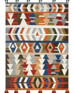 Kelim Teppich Wolle Mehrfarbig 160 X 230 Cm Geometrisches Muster Kurzflor Kaghsi
