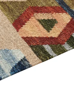 Kelim Teppich Wolle Mehrfarbig 160 X 230 Cm Geometrisches Muster Kurzflor Kaghsi