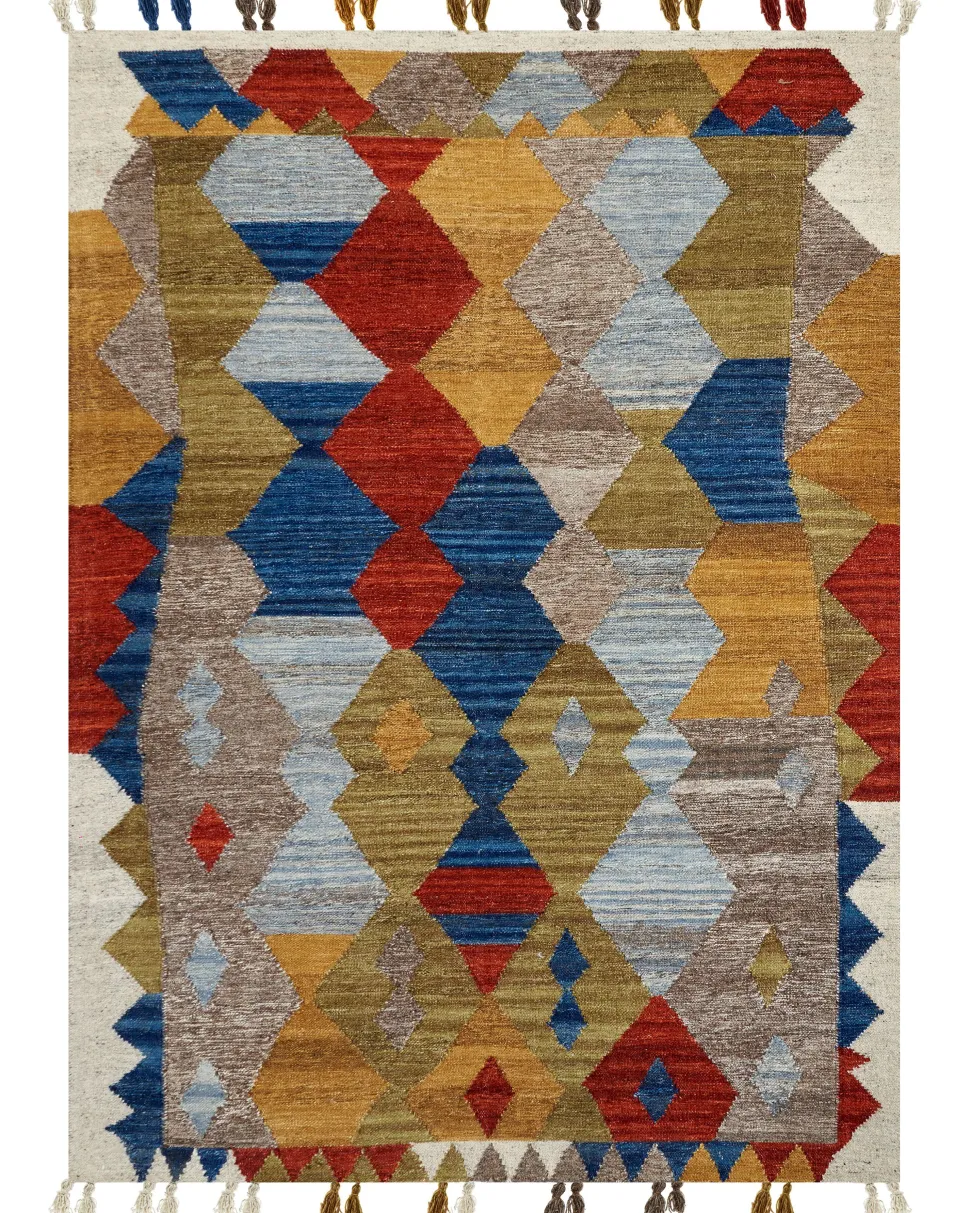 Kelim Teppich Wolle Mehrfarbig 160 X 230 Cm Patchwork Kurzflor Arzakan