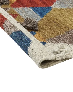 Kelim Teppich Wolle Mehrfarbig 160 X 230 Cm Patchwork Kurzflor Arzakan